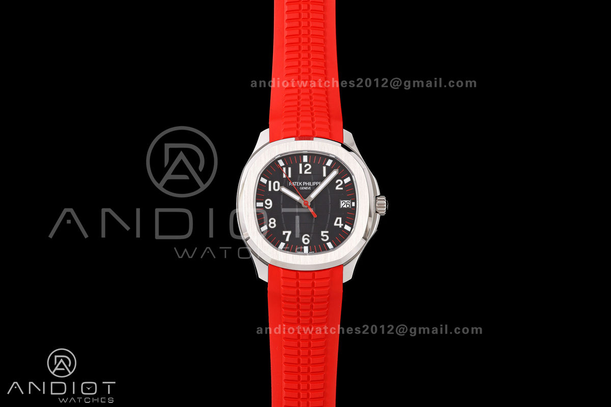 Aquanaut 5167 SS Singapore BBF 1:1 Best Edition Black Dial on Red Rubber Strap DPB330 Super Clone